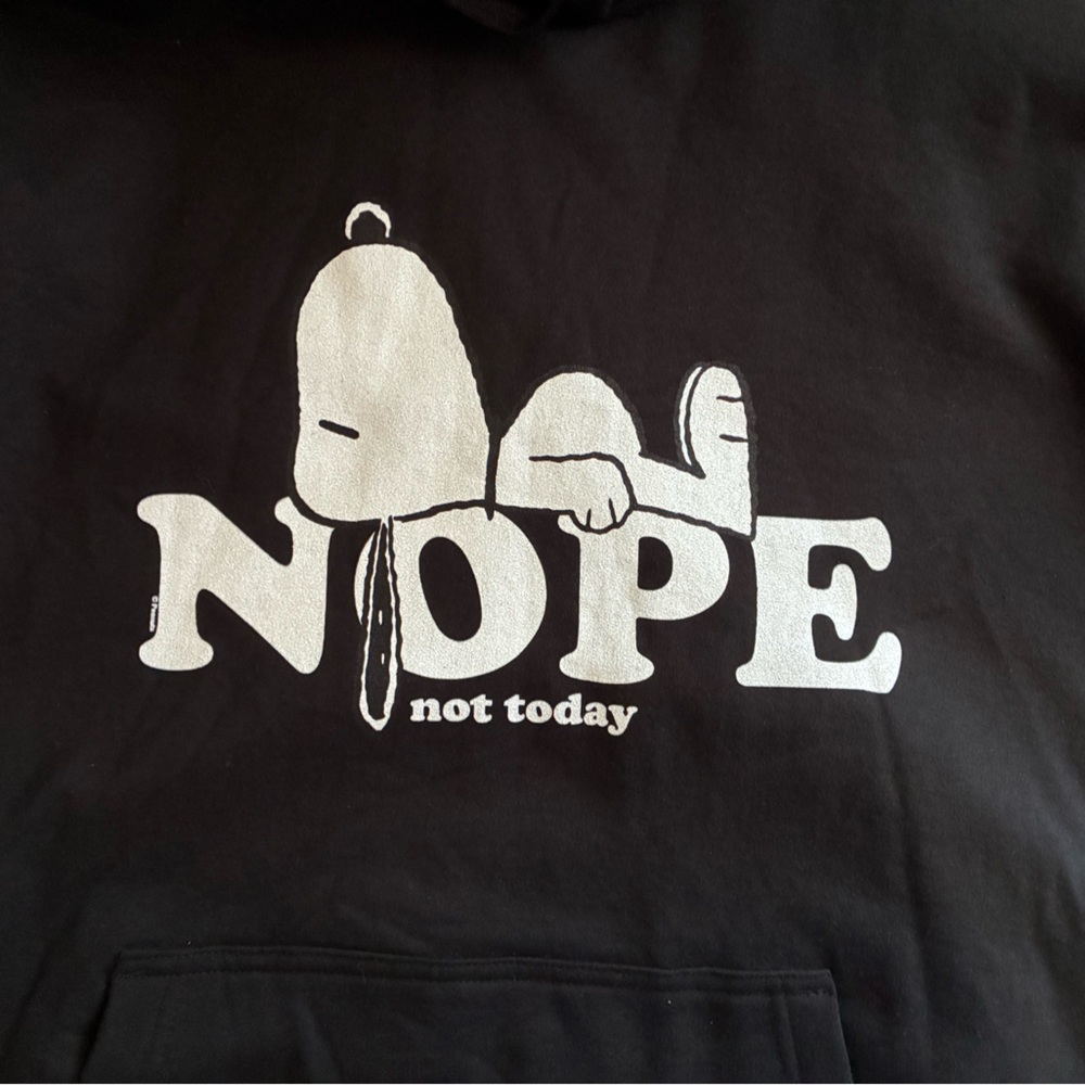 Black Snoopy 'Nope Not Today' Hoodie NWOT - Picture 4 of 6